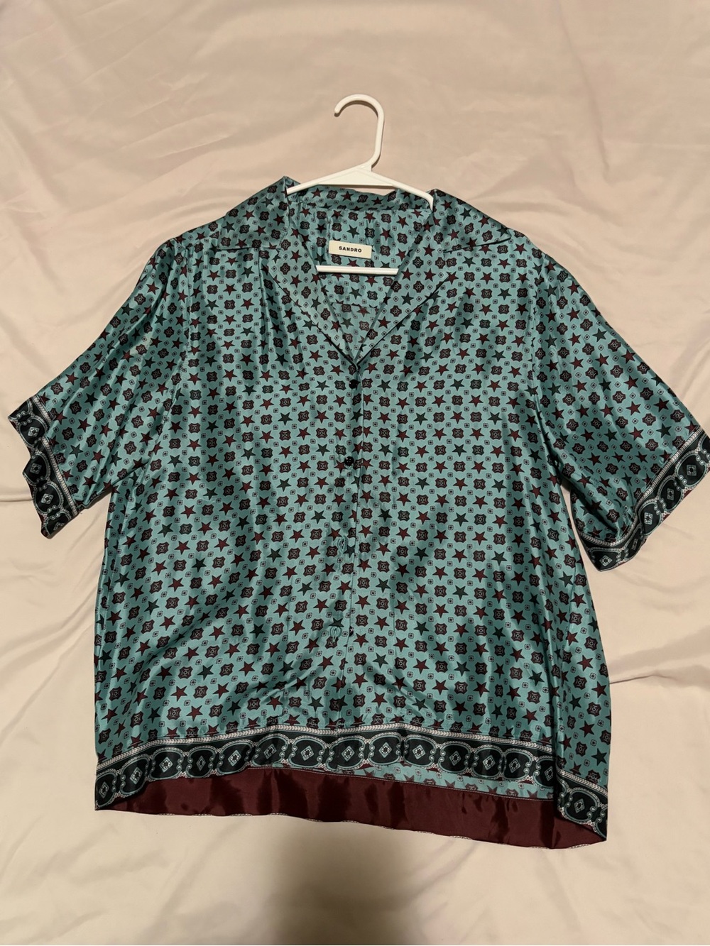Sandro ATHEA Printed Silk Shirt